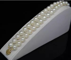 PULSERA DOBLE HEBRAS MAR DEL SUR AAA 8-9MM PERLA BLANCA 7.5-8"" CIERRE ORO 14K - Imagen 1 de 3