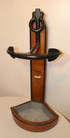 RARE antique 1800's J Hope handmade anchor nautical umbrella cane holder stand Cover