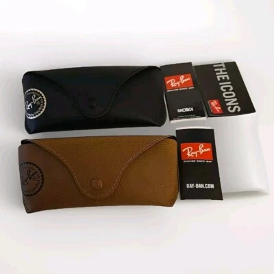 Lot Of 2 Ray Ban Luxotica Faux Leather Pouch Soft Sunglasses Cases Brown Black  - Image 1 of 4