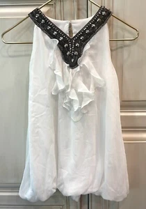 BCX Girl Dress Top Sz M Whiten with Beading Girls Shirt Clothes - Picture 1 of 2