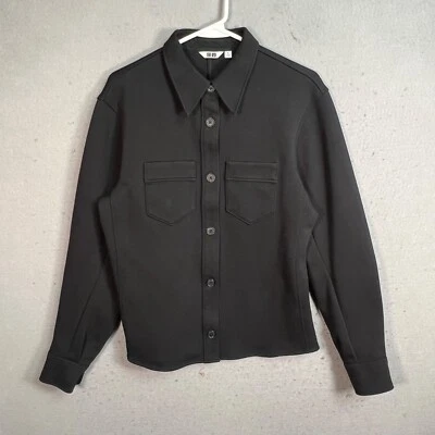 Camisa negra con botones Uniqlo U para mujer talla mediana manga larga mezcla de algodón Foto 1 de 4