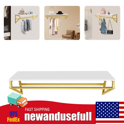 Estante de exhibición de ropa montado en la pared estante de ropa hierro + madera estantes de ropa tienda Foto 1 de 4