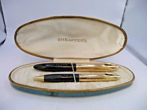 Sheaffer Vintage White Dot Black Plunger Fill Tuckaway Fountain Pen Set in box - Picture 1 of 10