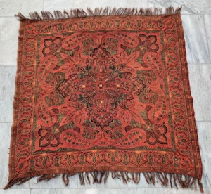 Vintage Paisley Shawl, 100 % Pure Woolen Scarf, Woolen shawl, Women Shawl 3x3 ft - Picture 1 of 7
