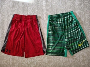 Under Armour Nike YMD Medium 10-12 Red Green Athletic Shorts LOT - Picture 1 of 4