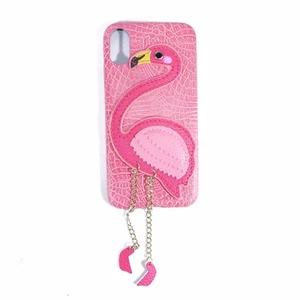 Flamingo Bird Phone Case Faux Leather Chain Leg Pink Animal Iphone X / 10 Gift  - Picture 1 of 3