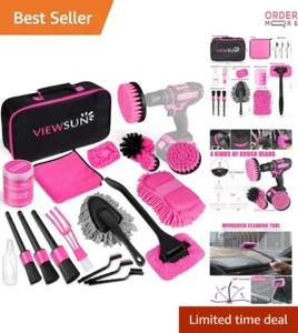 Car Detailing Kit Pink Includes Brushes Gel Windshield Cleaner Interior Supplies - Picture 1 of 9