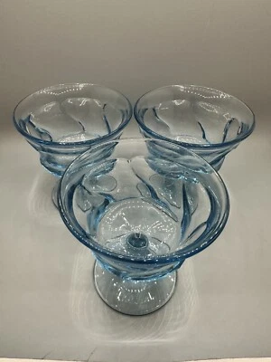 Набор из 3 синих бокалов Fostoria Jamestown 4 1/4 дюйма шампанское / высокие шербеты - Изображение 1 из 4