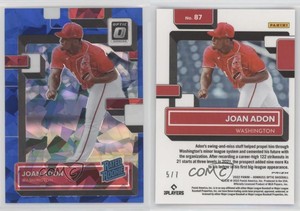 2022 Panini Donruss Optic Rated Cracked Ice Blue Prizm /7 Joan Adon Rookie RC