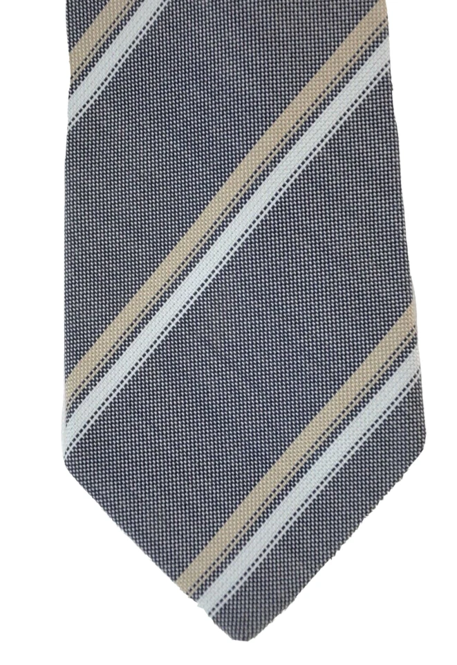 Corbata tejida Ermenegildo Zegna gris jaspeado regimiento rayas seda algodón Foto 1 de 4
