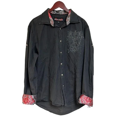 Camisa House of Lords Abotonada Puño Abatible Joya Punk Rock Grunge Motociclista Para Hombres 3XL Foto 1 de 4