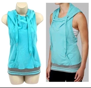 Lululemon Gr. 4 Scuba Fleece Hoodie Damen Oberteil ärmellos Tiff blau Taschen Ca15 - Bild 1 von 8