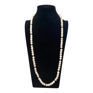 Vintage Rose Quartz Round Bead Necklace 34” No Clasp Gold Tone Spacer Boho - Picture 1 of 6