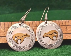 Native American Signed Ricky Reeder Stamped Sterling Silver Concho Earrings 925 - Picture 1 of 16