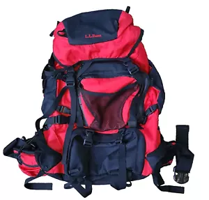LL Bean Hiking Backpack Youth Canvas Outdoors Travel Padded Frame White Mtn - Picture 1 of 8