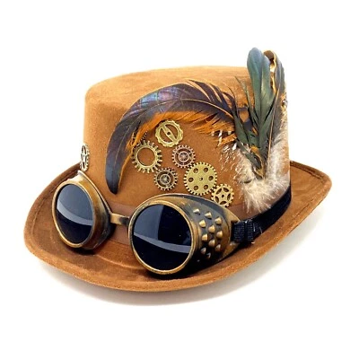 Steampunk Viajero en el Tiempo Estilo Sombrero de copa Pluma Halloween Disfraz Juegos con disfraces Sombrero Foto 1 de 4