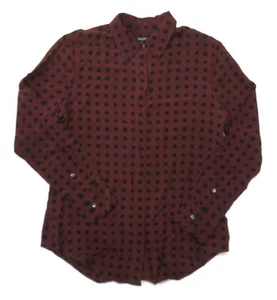 Madewell Damen kleine Seide Knopfleiste Hemd Bromley Bluse burgunderrot eckige Punkte - Bild 1 von 5