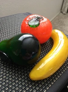 Murano Style Art Glass Fruit Banana Pear Orange - Picture 1 of 10