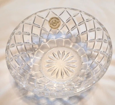 LENOX Crystal Diamond Bowl, Made in Czech Republic, Full Lead Crystal 5" w/tag - Image 1 of 4