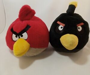 Angry Birds Red & Black set Plush Stuffed Animal Doll Figure Year 2010 8 "