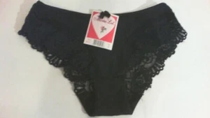 NEW -Mona Lei Soft Sexy Lace trim Stretch (BIKINI Panties) Black - Size S - Picture 1 of 5