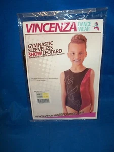 Girls Leotard sleeveless show Dance Gymnastics Vincenza black red diamante - Picture 1 of 2