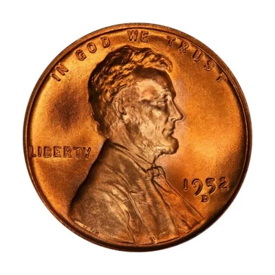 Lincoln Wheat Cent Choice 1952 D BU 1c brillante sin circular OBW excelente detalle Foto 1 de 2