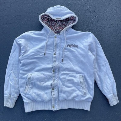 Sudadera con capucha Billabong Vintage Grunge con cremallera completa y estampado de paisley Chaqueta forrada Beige Hombres XL Foto 1 de 4