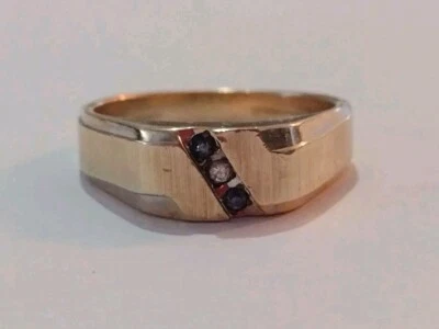 Anillo de oro de 14K con zafiros y diamantes talla 9,5 de LeMans Foto 1 de 4