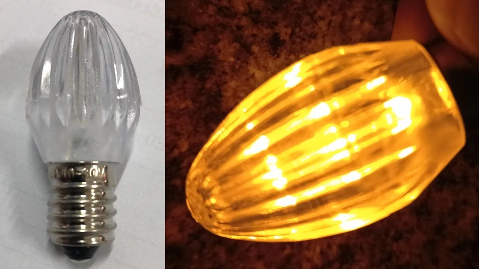E14 Led 24V VOTIVA  per Cimitero mini bulb  Arte Sacra 24V color AMBRA - Immagine 1 di 1
