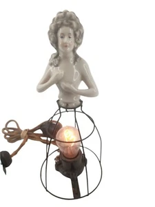 Antique 1920-30's Victorian Porcelain Lady Half Doll Boudior Table Lamp Working! - Picture 1 of 9