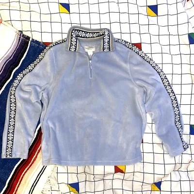 Chaqueta polar azul claro Sonoma Lifestyle detalles aztecas 1/4 cremallera talla grande Foto 1 de 3