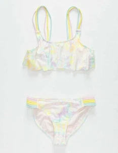 Volcom L59046 Kids Neon Trippin Out Girls Flutter Bikini Set Size 14 - Picture 1 of 2
