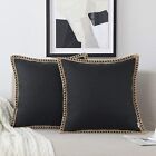 Cushion Covers Set-2 Throw Pillow Covers Burlap Trimmed Home Decoration 20 X 20