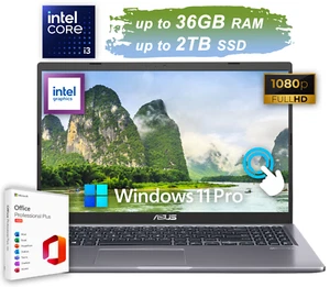 ASUS Vivobook Laptop Office 2024 15 Touch Intel i3 Upto 36GB RAM & 2TB SSD Pro - Picture 1 of 8