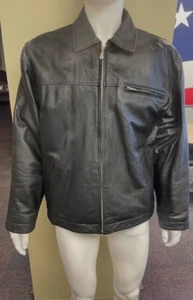 Roundtree & Yorke Mens Large Black Leather Jacket Lining & Filler for Warmth - Picture 1 of 6