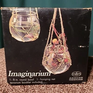VTG Anchor Hocking Imaginarium 8" Round Bowl Hanging Macramé Net Terrarium NOS  - Picture 1 of 7