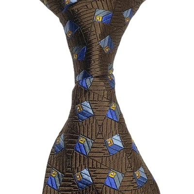 Corbata XMI Platino Geométrica Tejida Seda Corbata Extra Larga Hecha a Mano EE. UU. 62x4" Foto 1 de 4