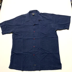 Camicia vintage BC Ethic Delux con bottoni festa rave uomo XL USA made blu - Foto 1 di 7