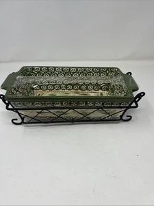 Temp-tations Old World Green 1.7Qt Baking Dish Metal Rack. - Picture 1 of 6