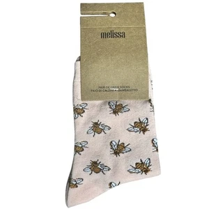 Melissa Girl's Pair Of Crew Socks, Bumble Bee Print Size US 6 To 7, NEW - Picture 1 of 4