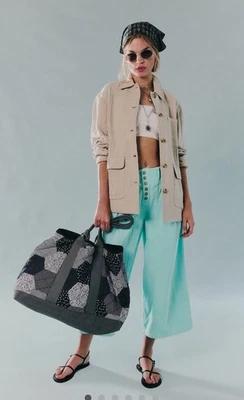 Free People Pippa Patchwork Tote Bandana Print Zipped Pouch Blue Mix NWT - Image 1 of 4