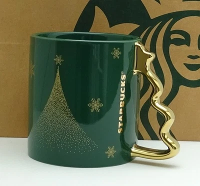 Starbucks Mug Tasse Becher Weihnachten Tree Weihnachtsbaum grün-gold 12oz NEU