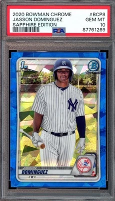 2020 Bowman Chrome #BCP-8 Jasson Dominguez RC 1st Bowman ROOKIE SAPPHIRE PSA 10 - Image 1 of 2