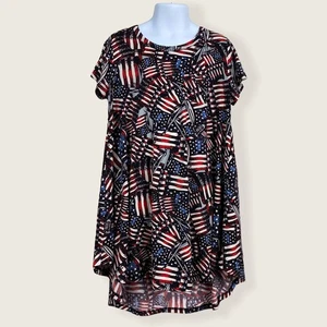 NEW LuLaRoe Scarlett American Flag Dress Girls 6 Patriotic Flowy Swing Trapeze - Picture 1 of 7
