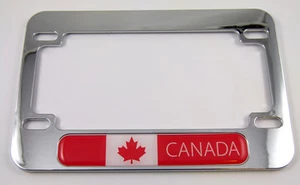 Canada flag Motorcycle Bike ABS Chrome Plated License Plate Frame Emblem - Imagen 1 de 2