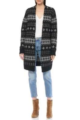 NUEVO 360 Cárdigan Cashmere Syndie Estampado Frente Abierto en Gris - Talla S #S6326 Foto 1 de 4