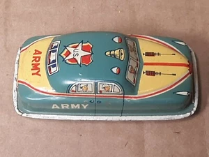 Excellent Working Army1950's Staff Car Tin Litho Friction Toy Made in Japan - Picture 1 of 4
