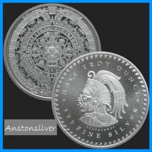 1/2 oz Aztec Calendar .999 Silver Round / Cuauhtémoc - Picture 1 of 4