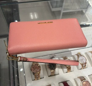 Michael Kors Women Large Fashion Leather Wristlet Long id Wallet Clutch Primrose - Picture 1 of 10